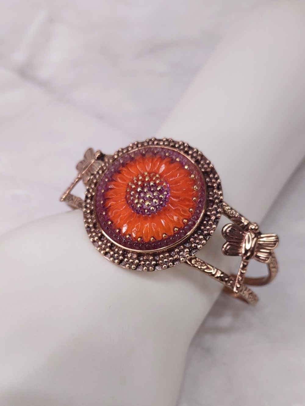 Amy Kahn Russell Sunflower Medallion Dragonfly Bracelet